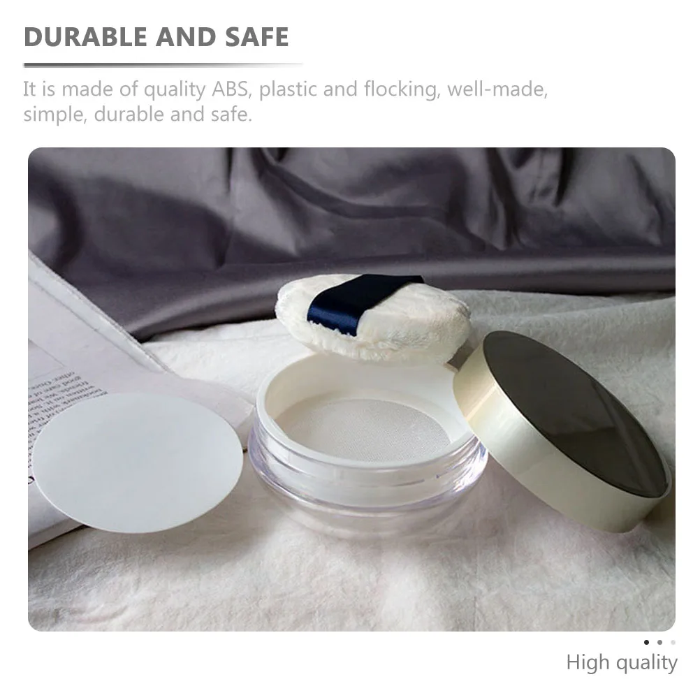 

1pc Box With Puff Compact Loose Powder Container For Foundation Blusher Beauty Tool Storage