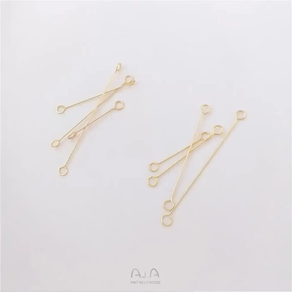 

14K gold covered double head 9 word pin extremely fine horizontal ring vertical ring connecting rod ornament accessories