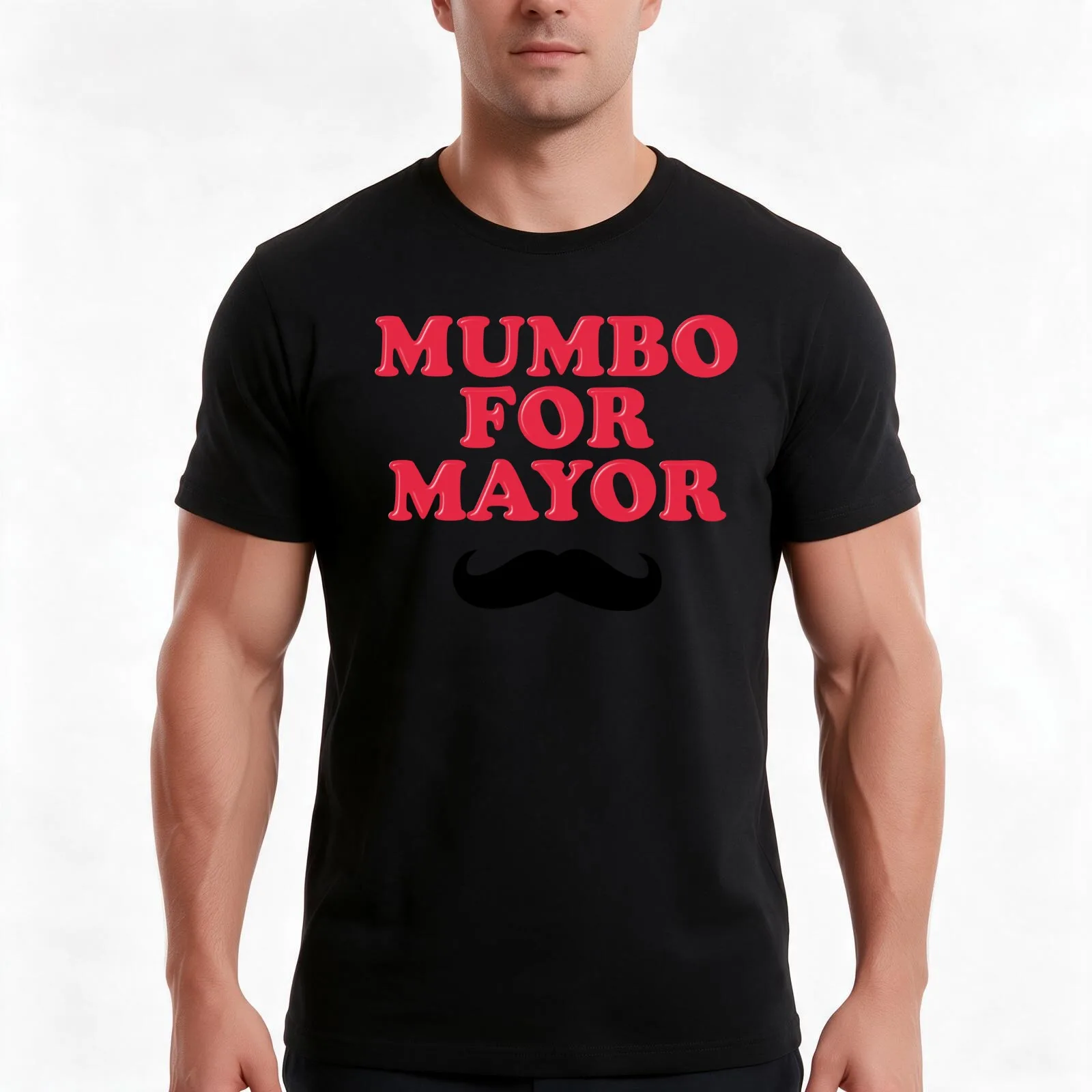 Mumbo For Mayor T-Shirt, Summer Casual Cotton Tee, Oversized Streetwear Tops, Vintage Graphic Print, Loose Fit Short Sleeve