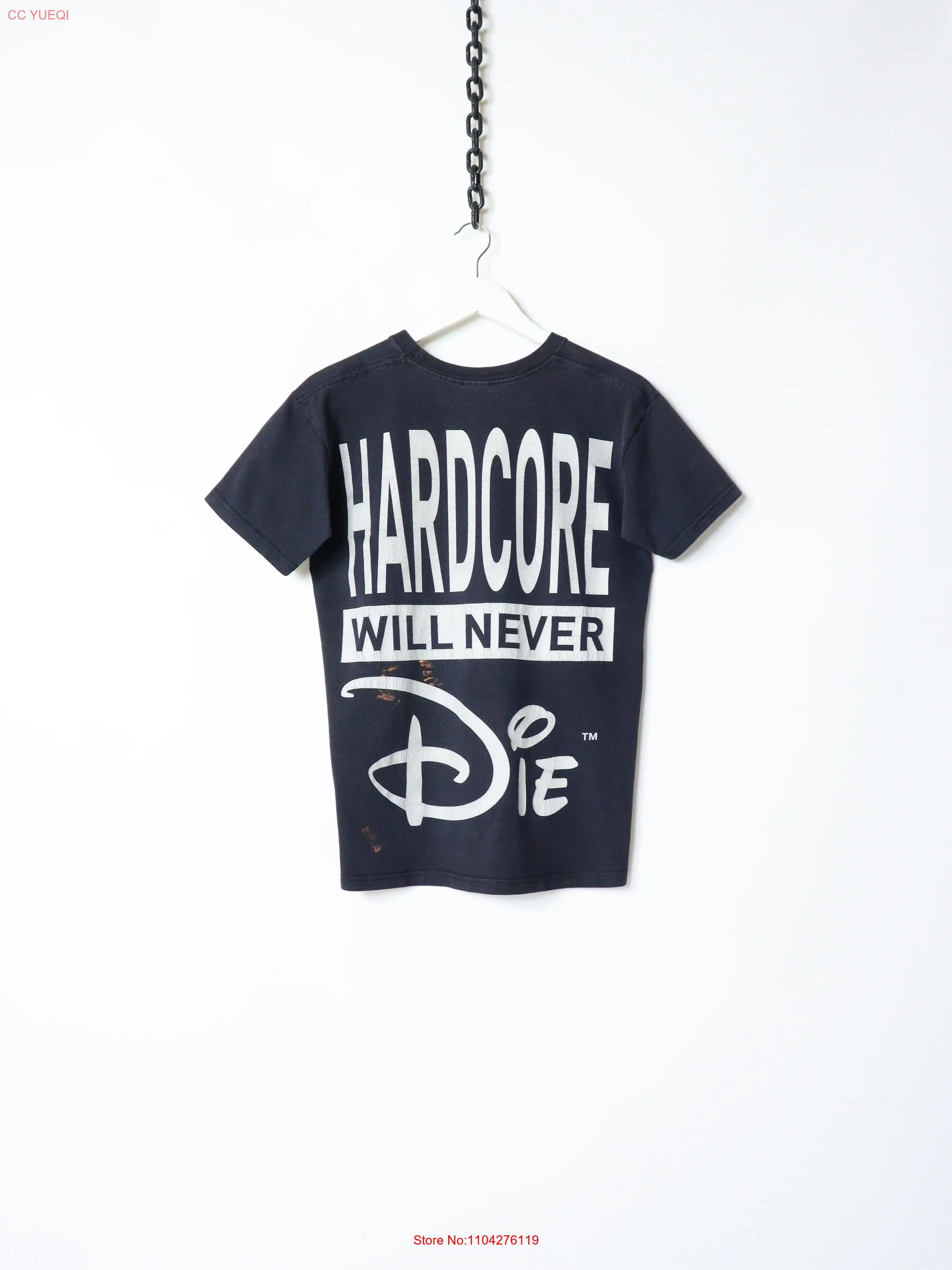 00er Jahre Vintage Glow In The Dark Hardcore Band Schwarzes T-Shirt Herren Größe S Punk Rock Metal Vtg Merch Seltener Druck Washed Sun Faded