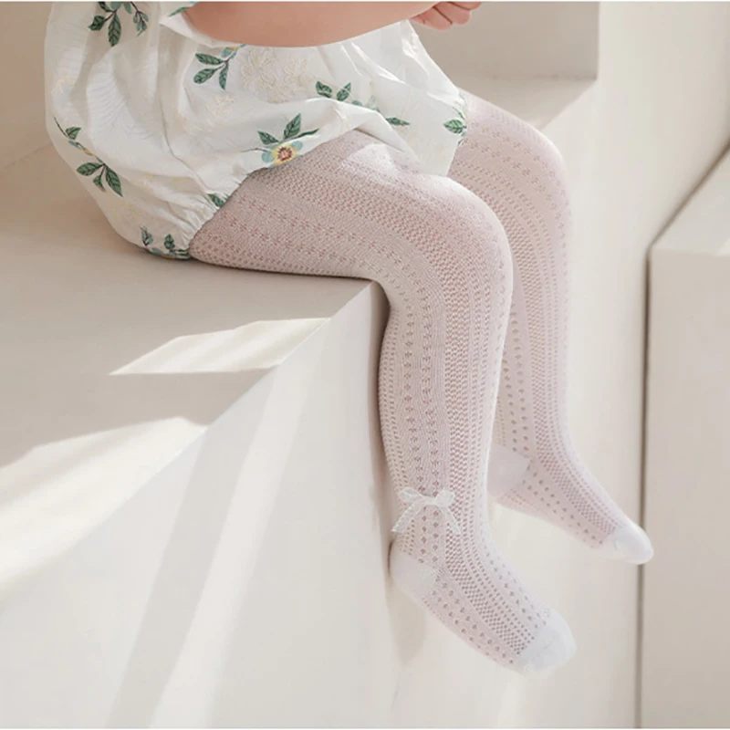 MILANCEL 2024 New Girls\' Pantyhose Summer Thin Newborn Baby Mesh leggings Infant Girls Bow Princess Pants Dance Tights For Kids