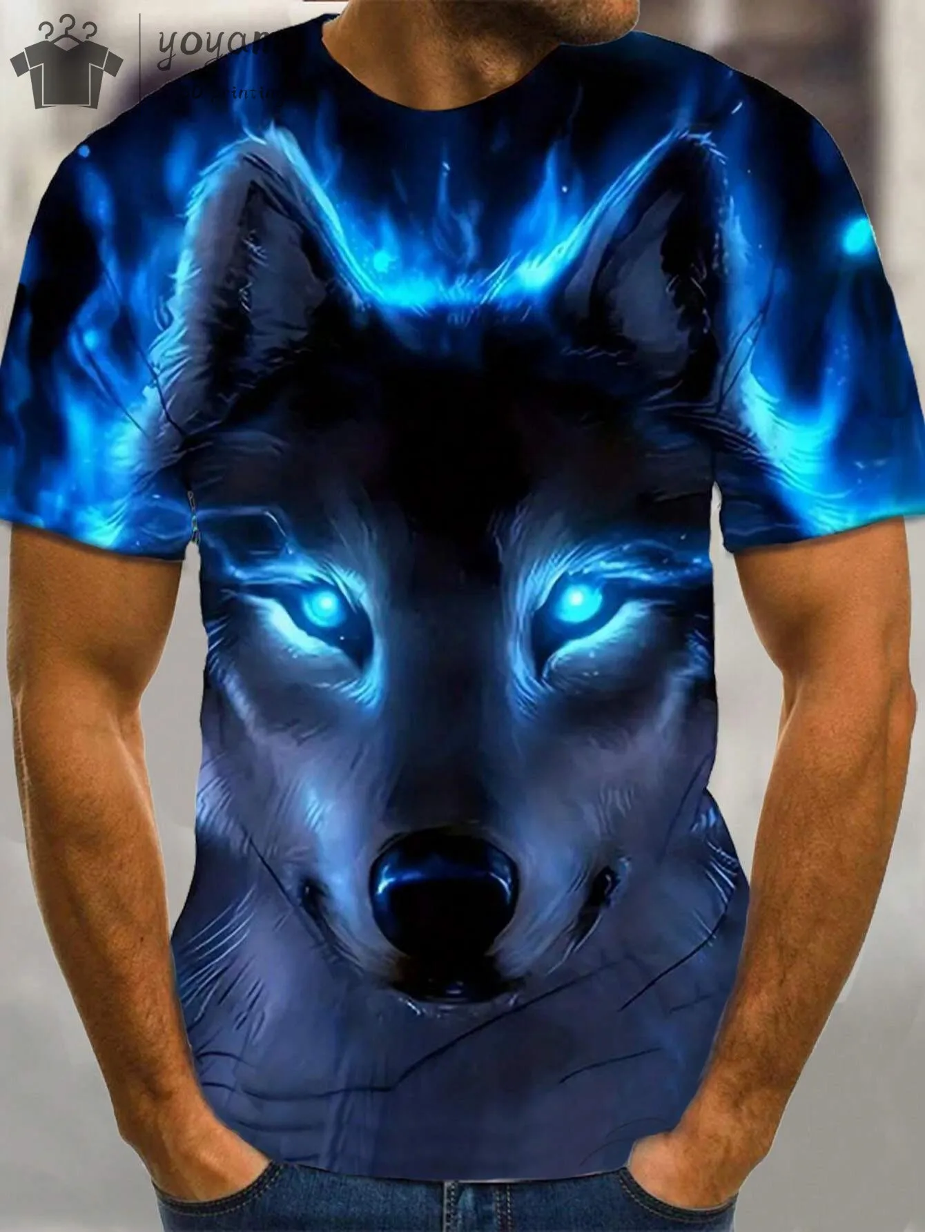 Fierce Wolf Pattern 3d Printed Men\'s Style T-Shirt Boutique Summer Fashion Casual Round Neck Men Shirt Short Sleeve T Shirt