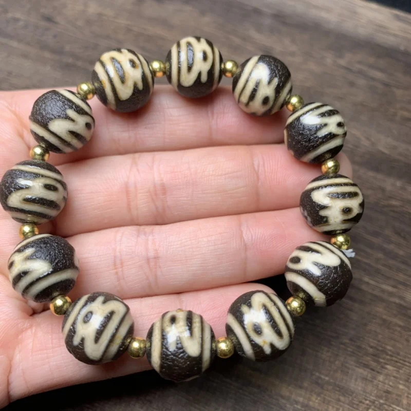 Tibetan High-Oil Pulp-Coated God of Wealth Tibet Beads Bracelet Retro Ethnic Style Crafts Men's and Women's Same Bracelet