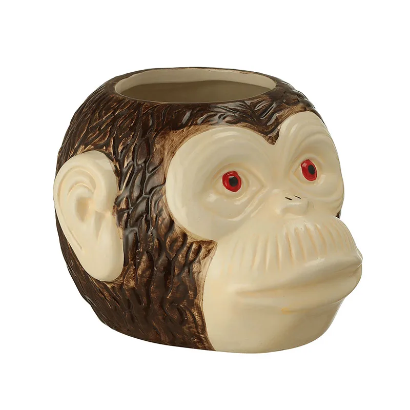 Ceramic Monkey Head Mug, Tiki Mug, Hawaii Tiki Mugs, Cocktail Cup, Wine Mug, Ceramic Tiki Mugs, Great for Drink