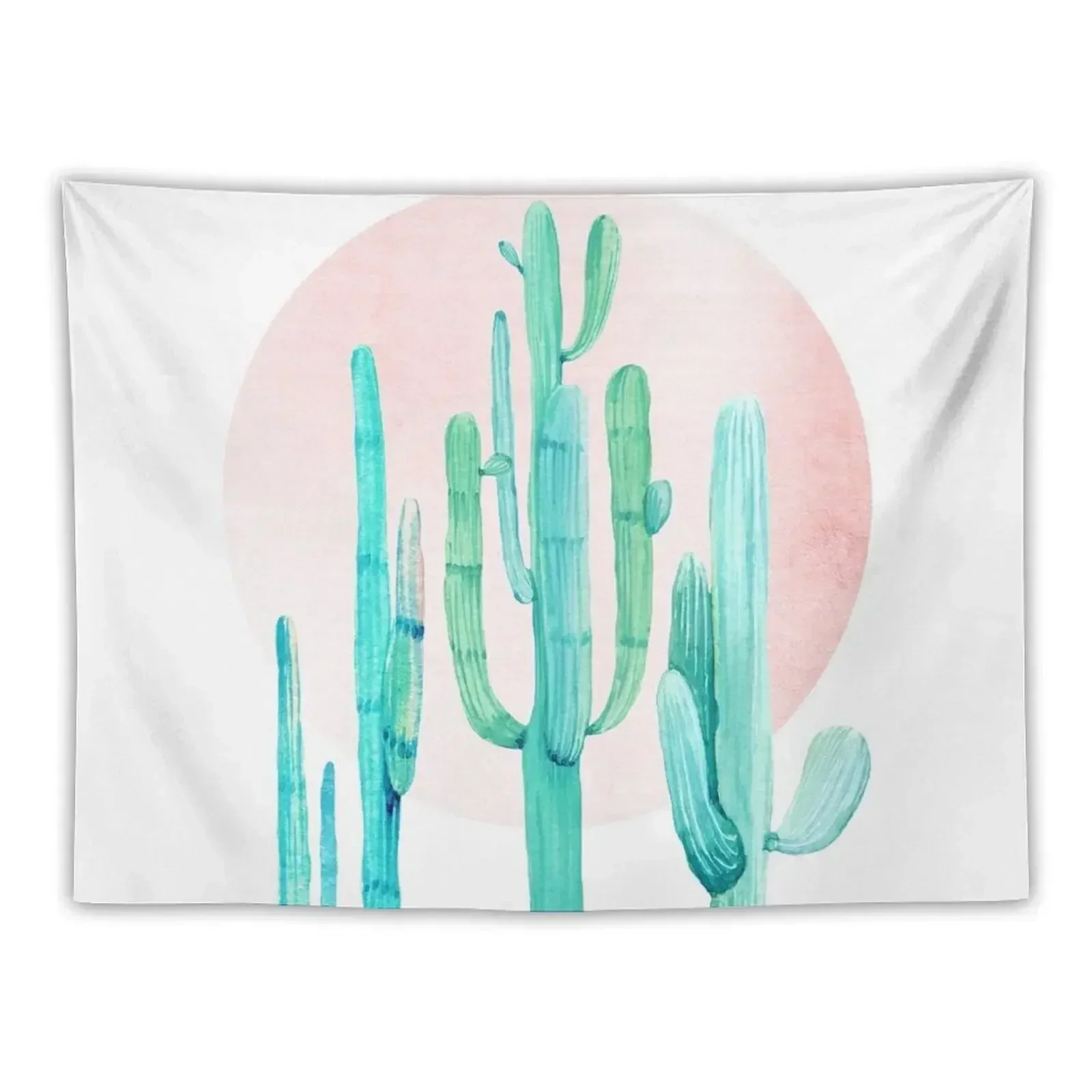 

Pretty Cactus Rosegold Pink and Turquoise Desert Cacti Southwest Decor Tapestry Wall Decor Hanging Tapestry