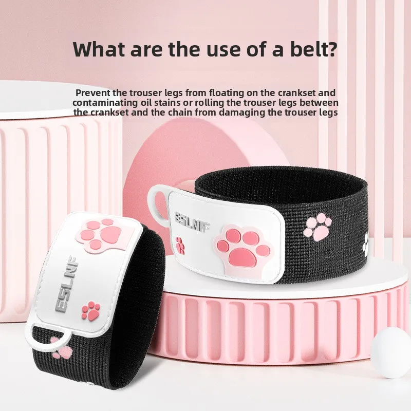 ESLNF Bicycle Drawstring, MTB Road Bike Safety Riding Strap, Cute Cat Pants Strap, Arm Strap, Bicycle Equipment Accessories