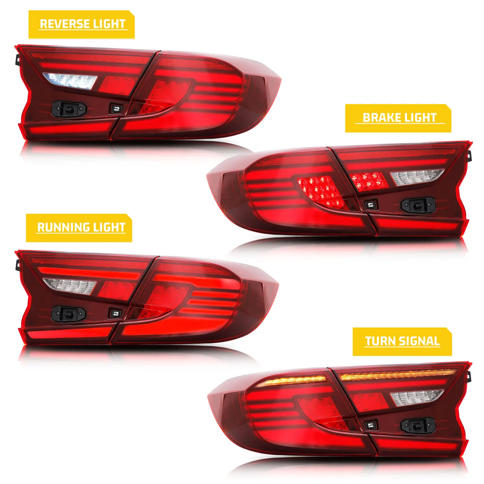 LED Tail Lights for Honda Accord 10th Gen 2018 2019 2020 2021 DRL Sequential Indicator Rear Lamp Assembly