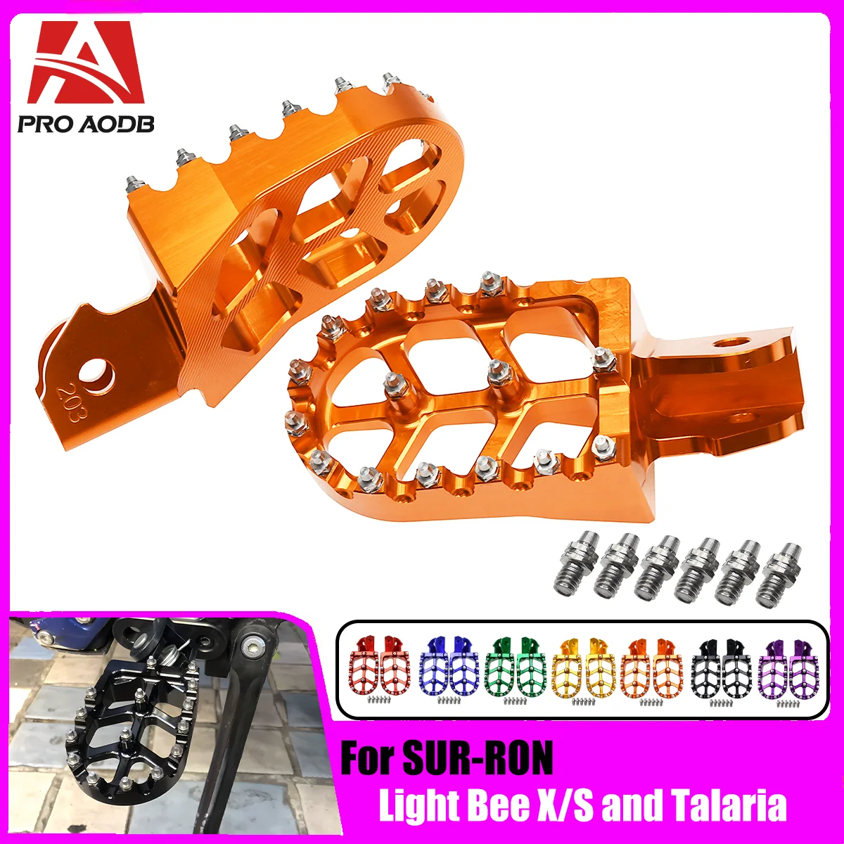 For SUR-RON Light Bee and Talaria Electric Dirt Bike Motorcycle CNC aluminum foot stud rest pedals are available in seven colors