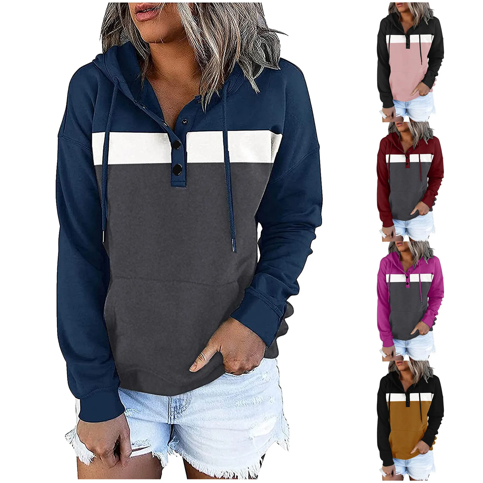 

Full Sleeve Tops Women Women's Pullover Casual Sweatshirt Hoodies Warm Soft Tops Button Down Sweatshirts for Women Long Sleeve