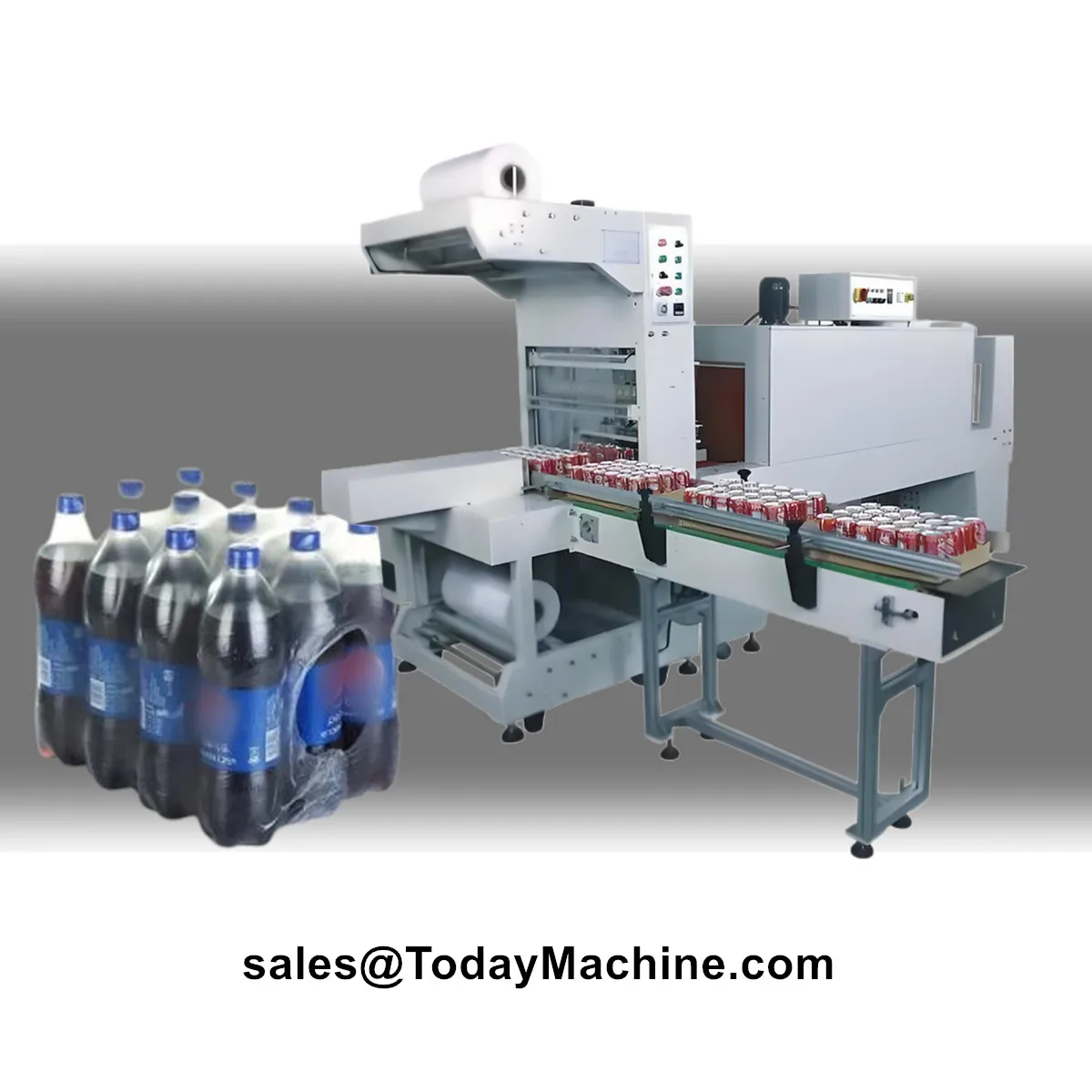 Máquina automática de embalaje de túnel termorretráctil de vapor para bebidas, tarros, latas de película POF, manga retráctil de PVC PET
