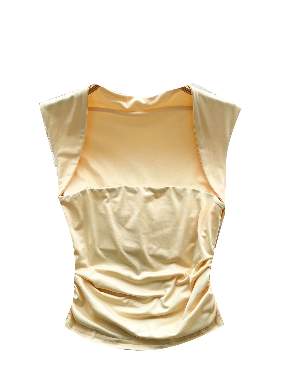 슬림핏 민소매 스퀘어 칼라 티셔츠 베스트 여성 여름 디자인 센세이션 바디 쉐이핑 탑 캐주얼 크리에이티브 패턴