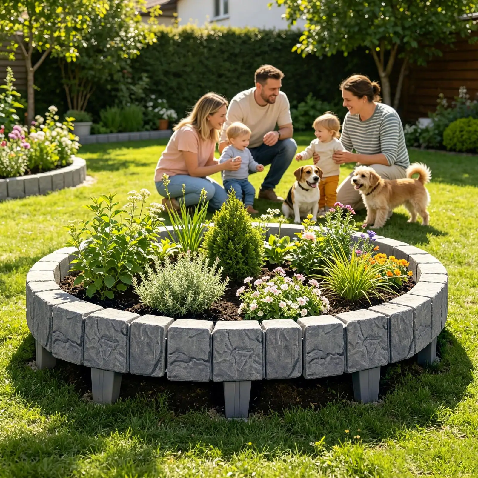 1pcs Plastic Garden Edging Border, Imitation Stone Fence Panels, Patio Outdoor Barrier Edging for Lawn Flower Beds Outdoor