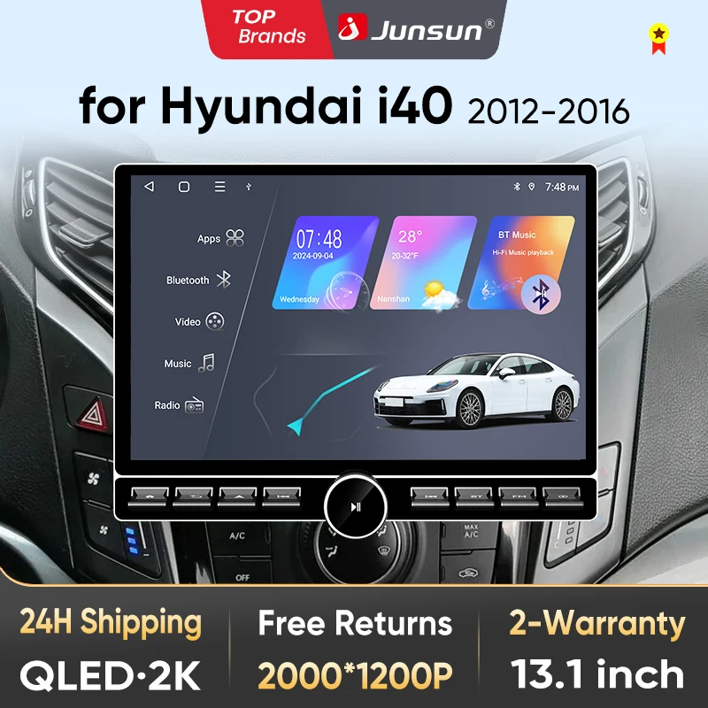 Image of Junsun 13,1″ QLED Wireless CarPlay Android Auto Autoradio für Hyundai i40 2012-2016 Intelligente Systeme DSP SWC RDS GPS FM BT