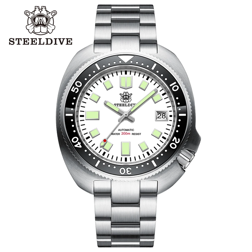 

SD1974 STEELDIVE 44MM Abalone Classic Dive Wristwatch C3 Super Luminous NH35 Movement 200M Waterproof Mechanical Watch For Men