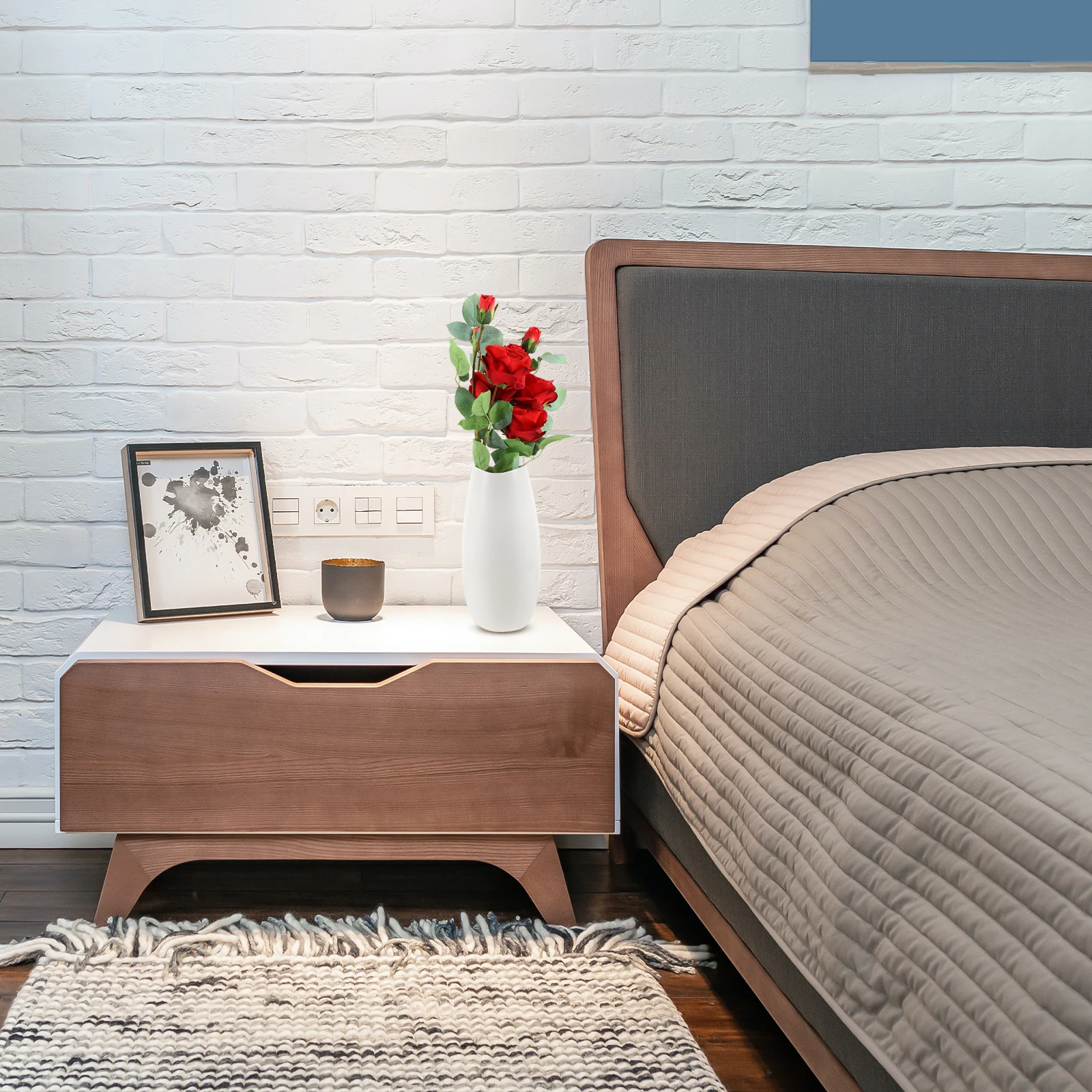 

2Pcs Imitation Rose Simulation Bouquet Artificial Flower Prop Wedding Decoration Bridal Household Floral Arrangement