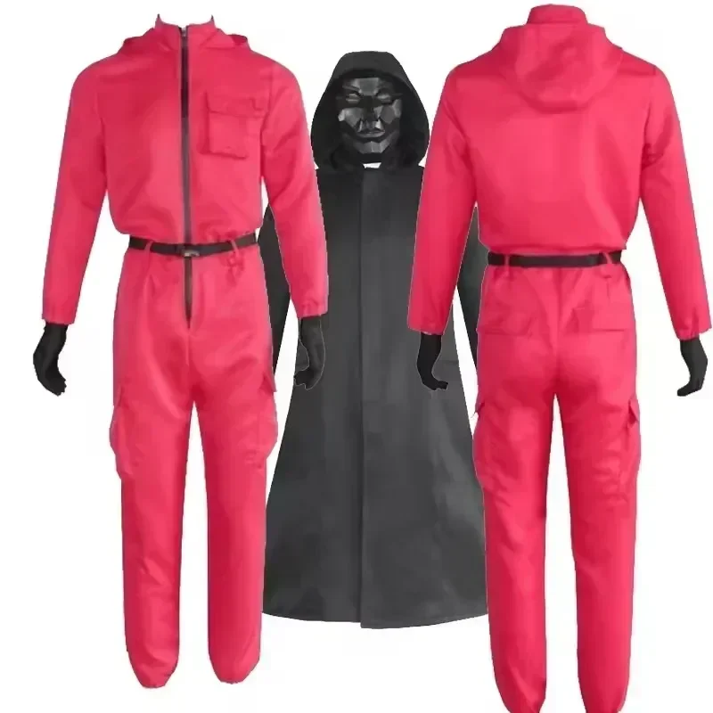 Anime-Stil Roter Spielanzug Jumpsuit Cosplay-Outfit Requisiten-Set für Halloween, Karneval, Party, Rollenspiel, Bühnenshow