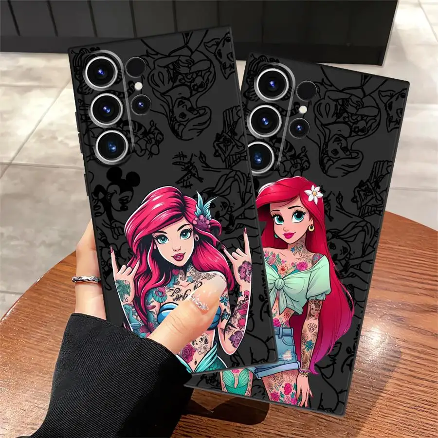 Disney Tattoo Ariel Princess Soft Back Phone Cover Case for Samsung Galaxy S9 S25 Ultra S21 S20 S25+ S24 Plus S24+ S22 S23 FE
