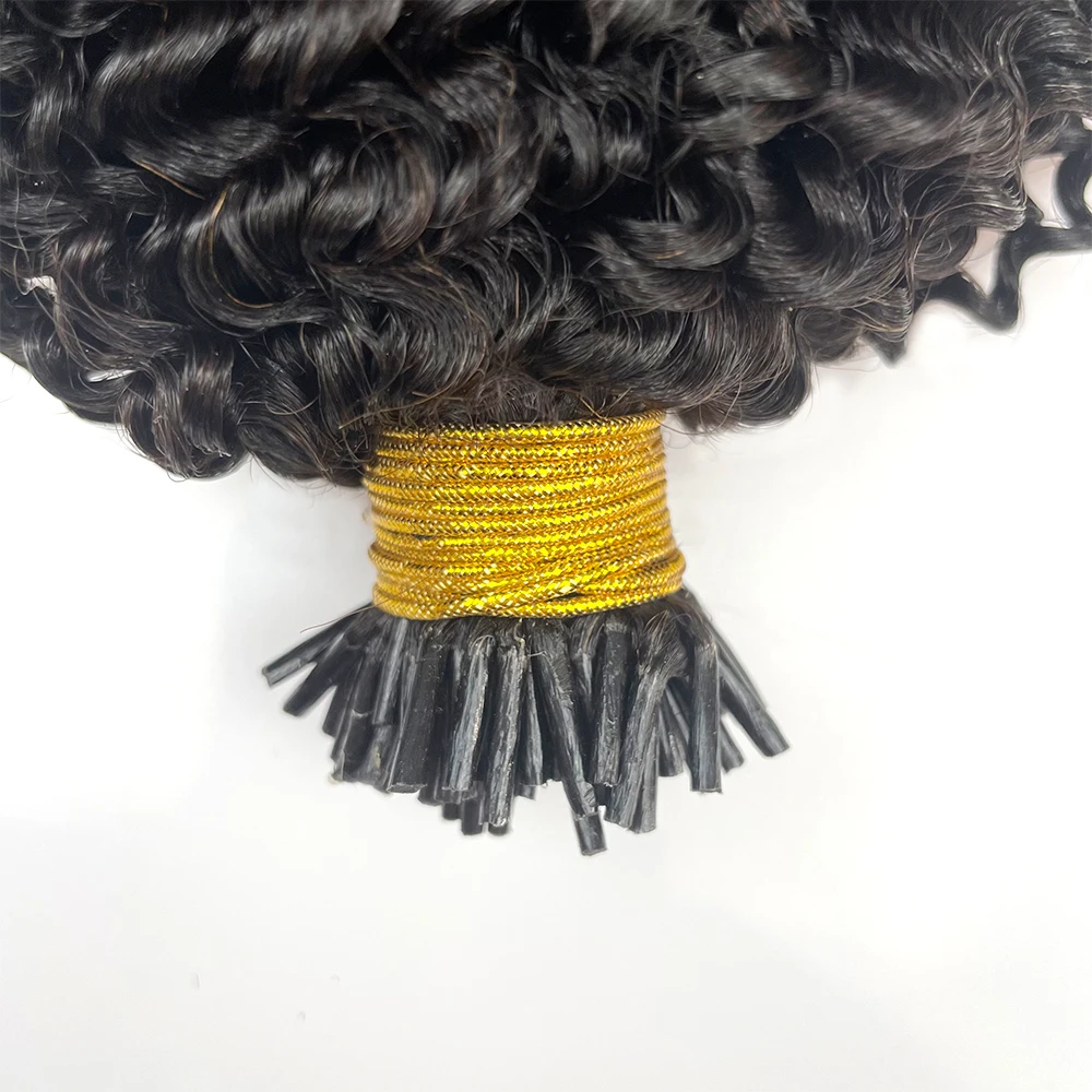 Afro Kinky Krullend Ik Tip Human Hair Extensions Ik Tips Microlinks Virgin Mongoolse Remy Haar Natuurlijke Kleur Voor Zwarte Vrouwen