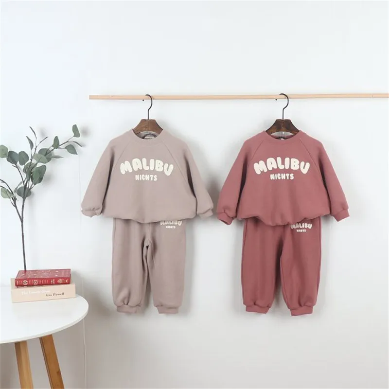 

Boys Sweatshirts +Pants Kids Suits 2PCS/Set Cotton 2024 Letters Spring Autumn Cotton Jogging Suit Teenagers Children Clothing