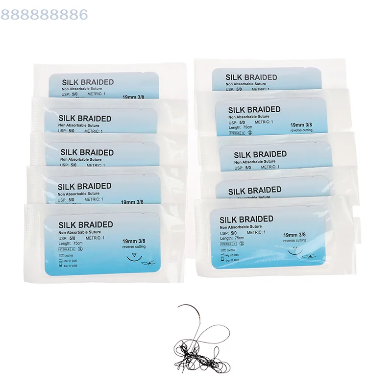 

12Pcs Teaching Demonstrations Exercises 75cm 2/0 3/0 4/0 5/0 Medical Needle Suture Nylon Polyester Thread Suture Practice Kit