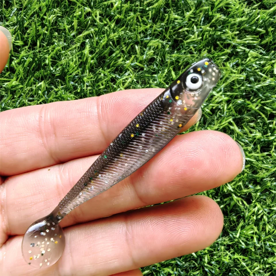 MUKUN 10 Stück 60 mm 2 g weiche Köder Köder Angelköder Leurre Shad Doppelfarbiger Silikonköder T-Schwanz – Detail 3