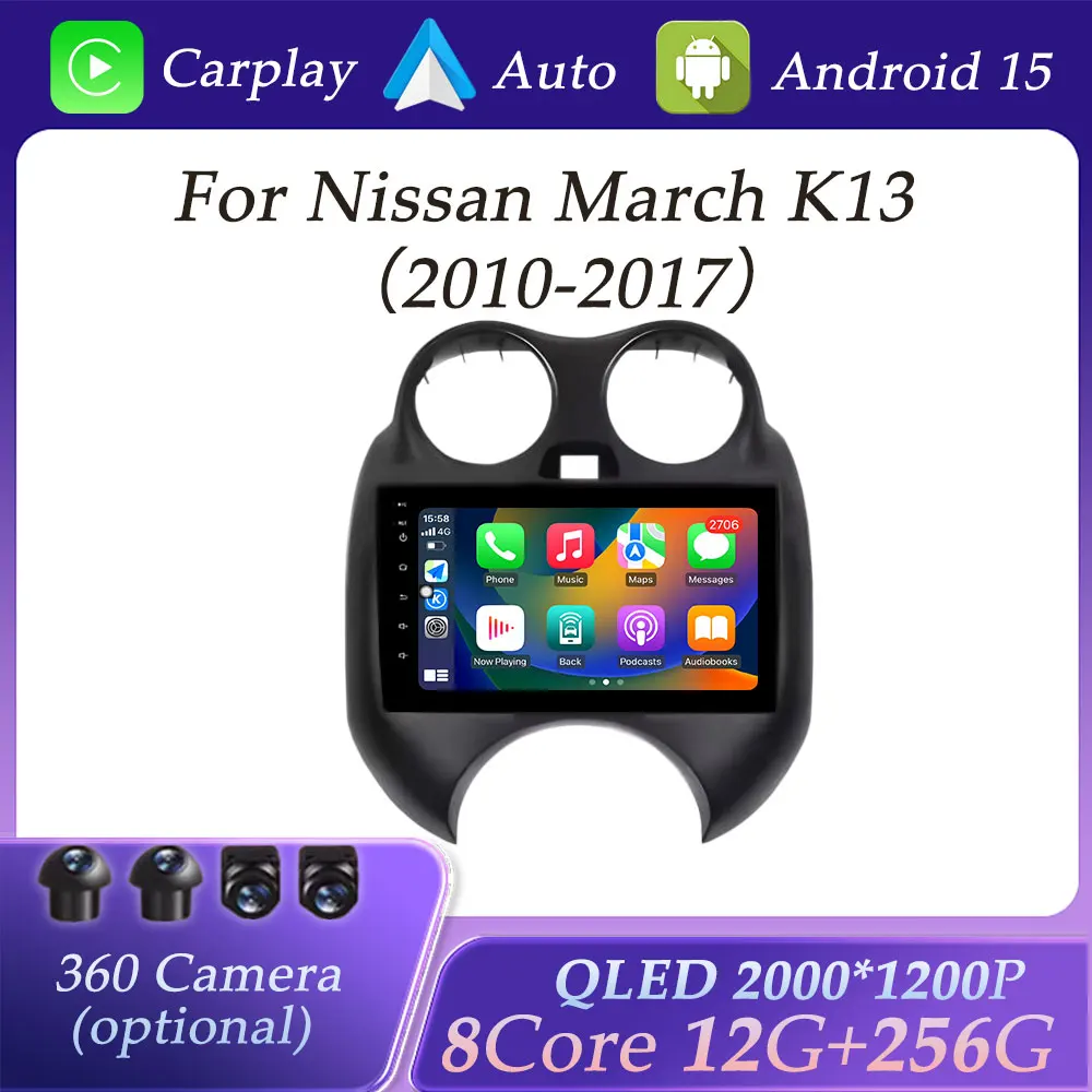 

Autoradio QLED Screen for Nissan March K13 2010 - 2017 CarPlay Car Radio Video Multimedia Player GPS Navigation DSP Stereo WIFI