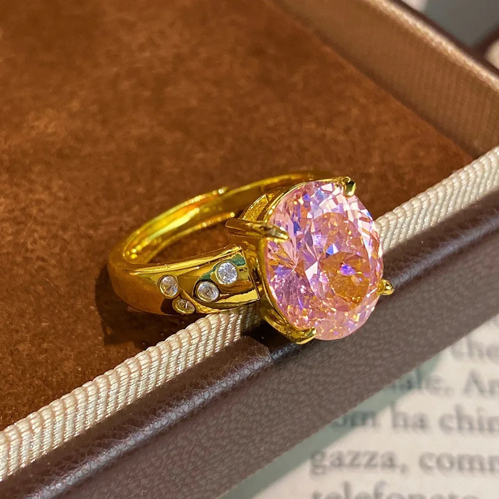 Exquisite Ladies' Brilliant 3 Carats Pink Quartz Diamonds Vintage Rings for Women 18k Gold Silver 925 Elegant Fine Jewelry Gifts 5