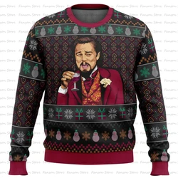 Sudadera con capucha para hombre y mujer, suéter feo de Navidad, con dibujo de Leo, DiCaprio Meme, para primavera y otoño, 2025