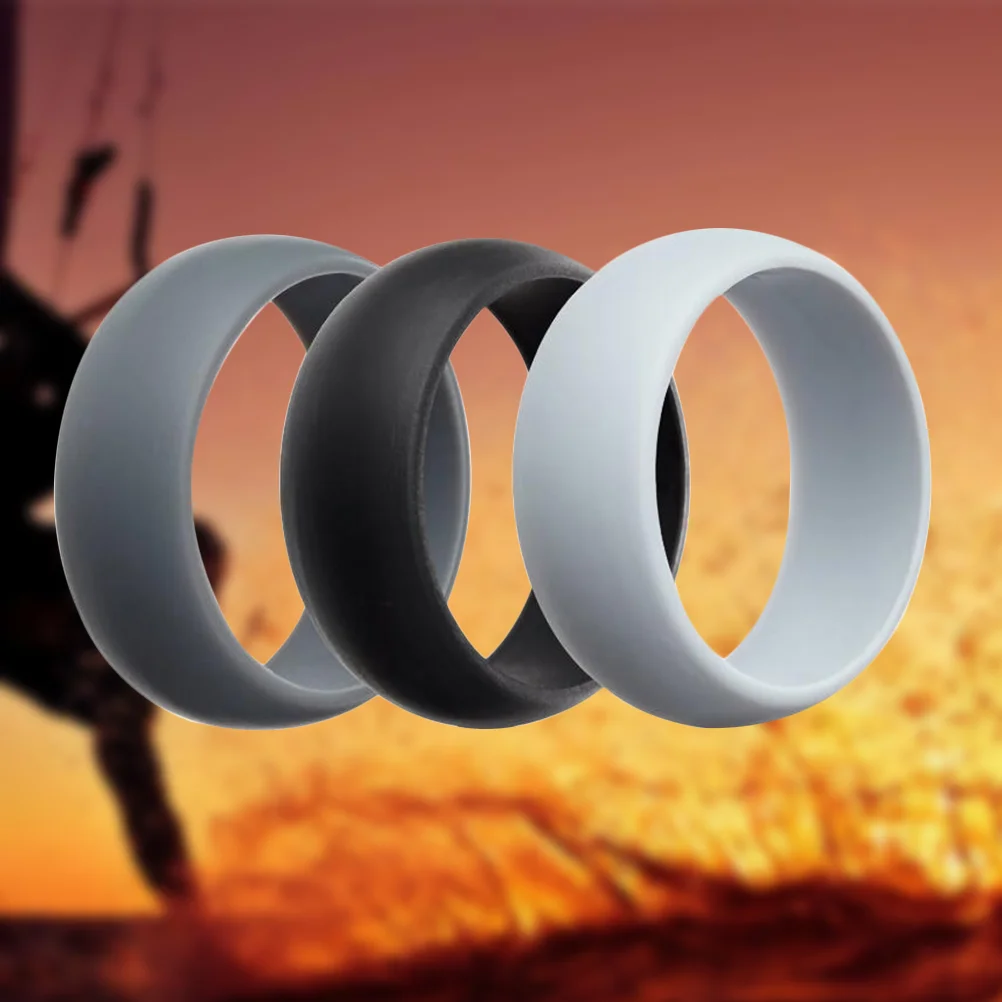 3 Stück Unisex-Silikonringe, Sportringe für Bänder, Ring-Set, flexible Ringe, wasserdichte Ringe, Modeschmuck, trendige, zierliche Ringe