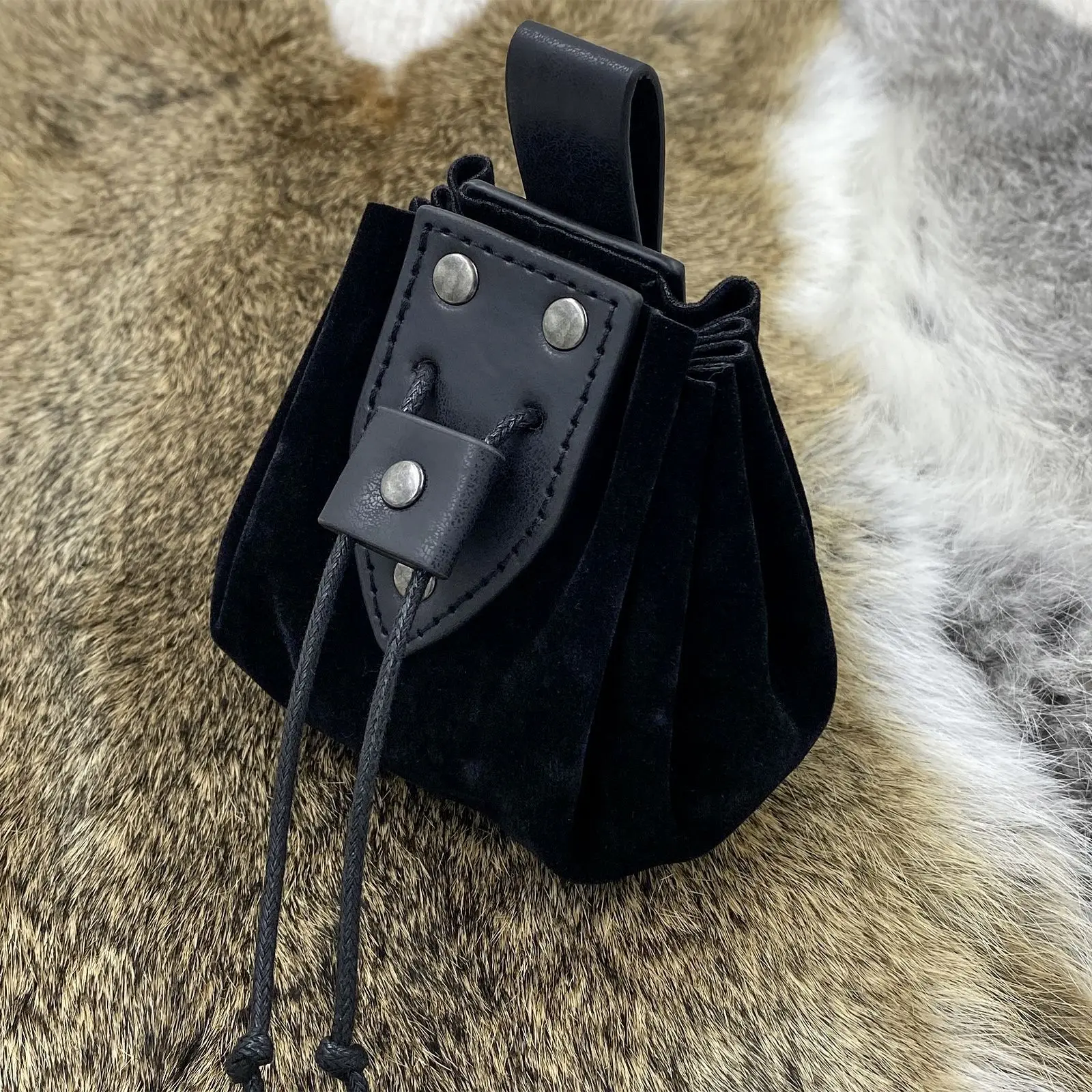 Medieval Vintage Money Pouch Bag Waist Ring Belt Costume Accessory Parts For Men Women Viking Leather Drawstring Bag Coin Purse