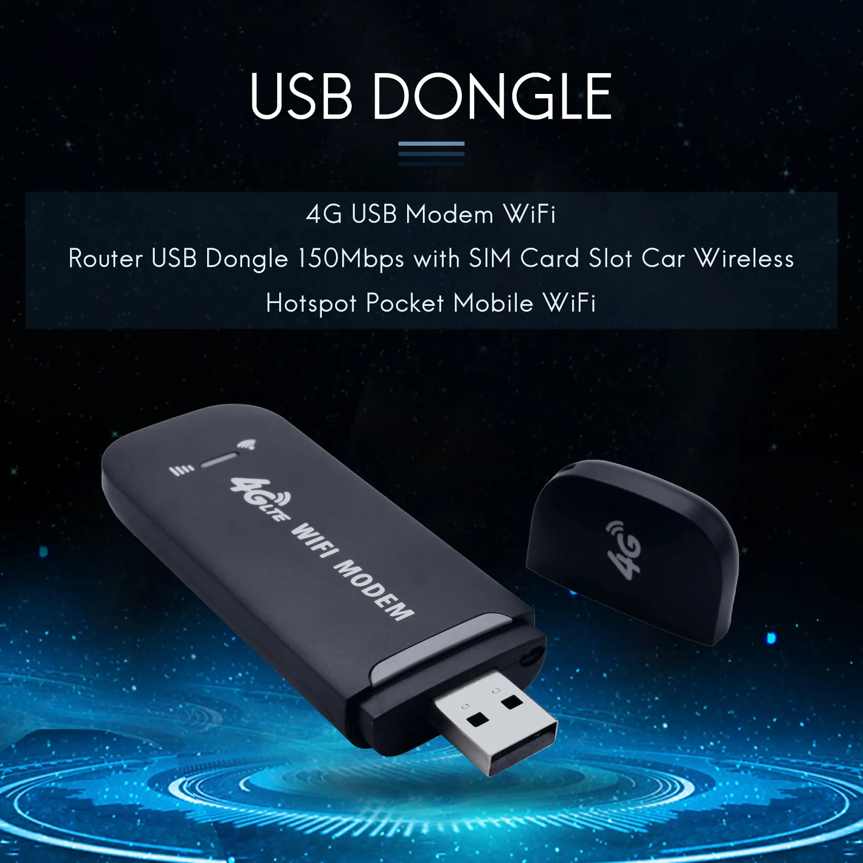 

BAAE 4G USB-модем Wi-Fi Маршрутизатор USB-ключ 150 Мбит/с со слотом для SIM-карты Автомобильная беспроводная точка доступа Карманный мобильный Wi-Fi