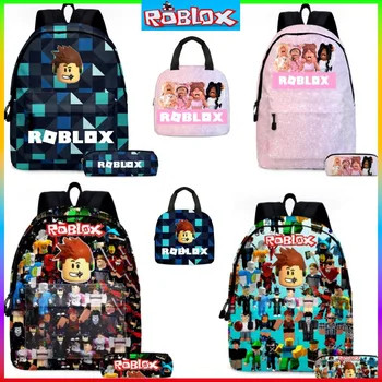 Roblox 배낭 초중학생 책가방, 어린이 애니메이션 만화 배낭 도시락 가방, 필통, 2 PC-SET  Best5