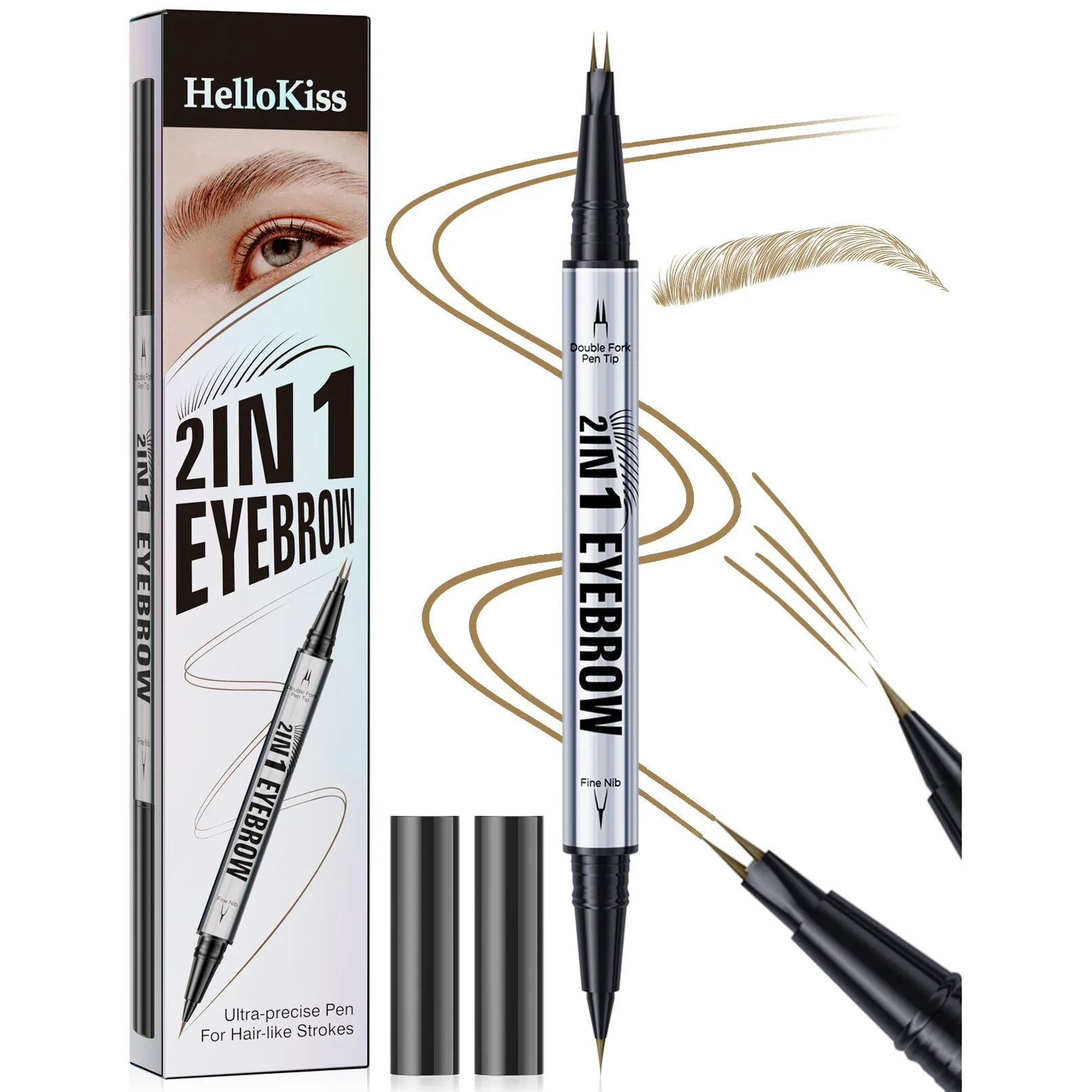 Waterdicht Zweetbestendig Dubbelzijdig Wenkbrauwpotlood 2-in-1 Natuurlijke Look Wenkbrauw Definitie Vullen & Vorm Langdurig