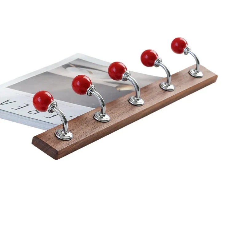 

Walnut Wall Hooks Vintage-inspired Magnetic Coat Rack Rainbow Dopamine Hanger System for Apartment/Entryway Rental Safe Design
