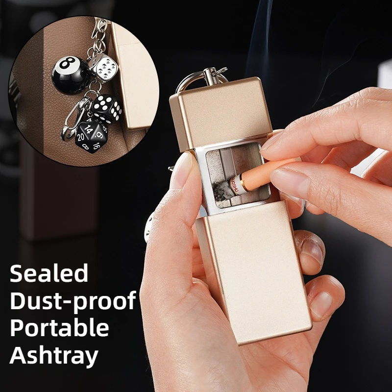 

Portable Mini Ashtray with Keychain,Pull-Out Pocket Ashtray,Compact Metal Cigarette Ash Holder for Outdoor ,Smoking Accessories