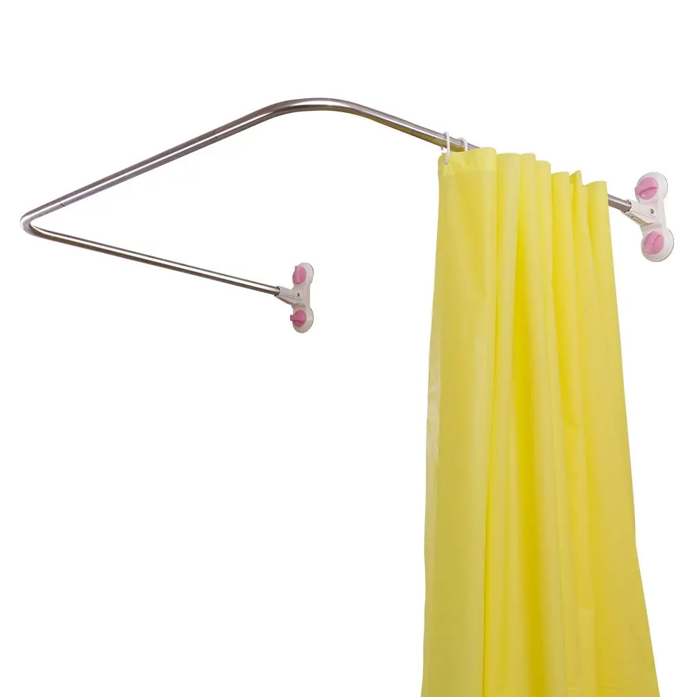 

U-Shaped Corner Shower Curtain Rod With Suction Cups Stainless Steel 38.5 X 40 Inches