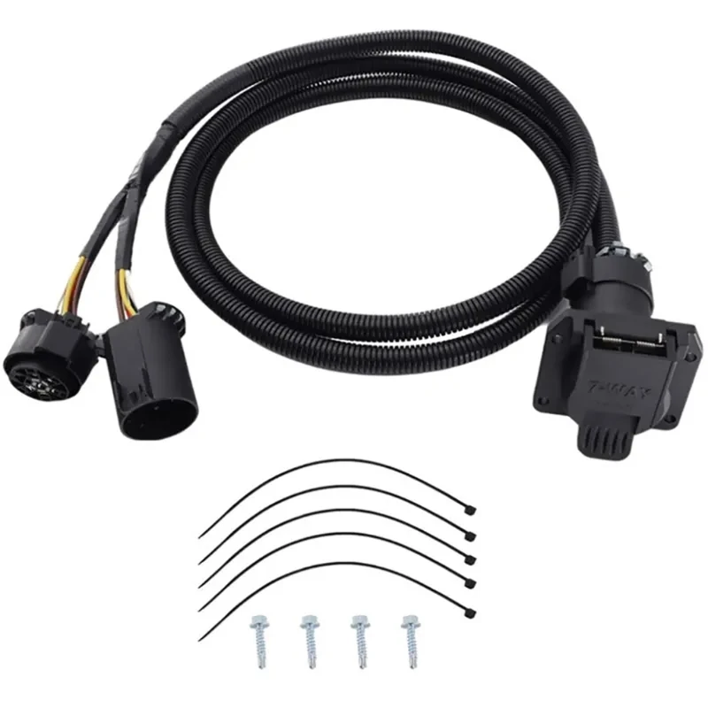 56070 7-Foot 7-Pin Trailer Wiring Harness Extension with Connector for Vehicle Side Truck Bed for 1500/2500/3500