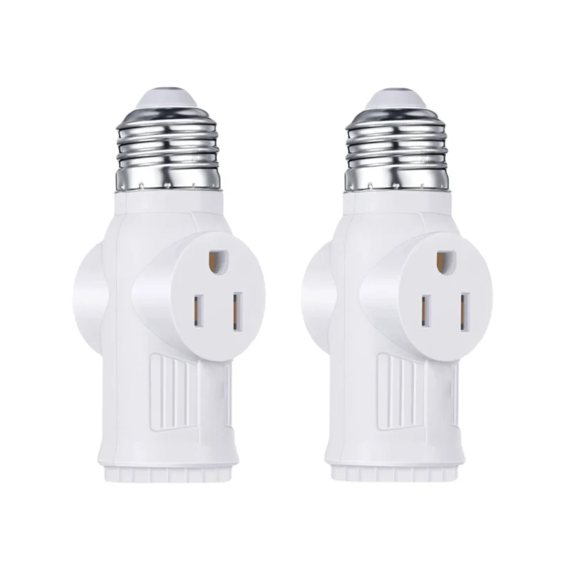 2Pcs Prong Light Socket to Plug Adapter Light Socket Adapter Light Bulb to 2/3 Prong Outlet Adapter Lamp Holder