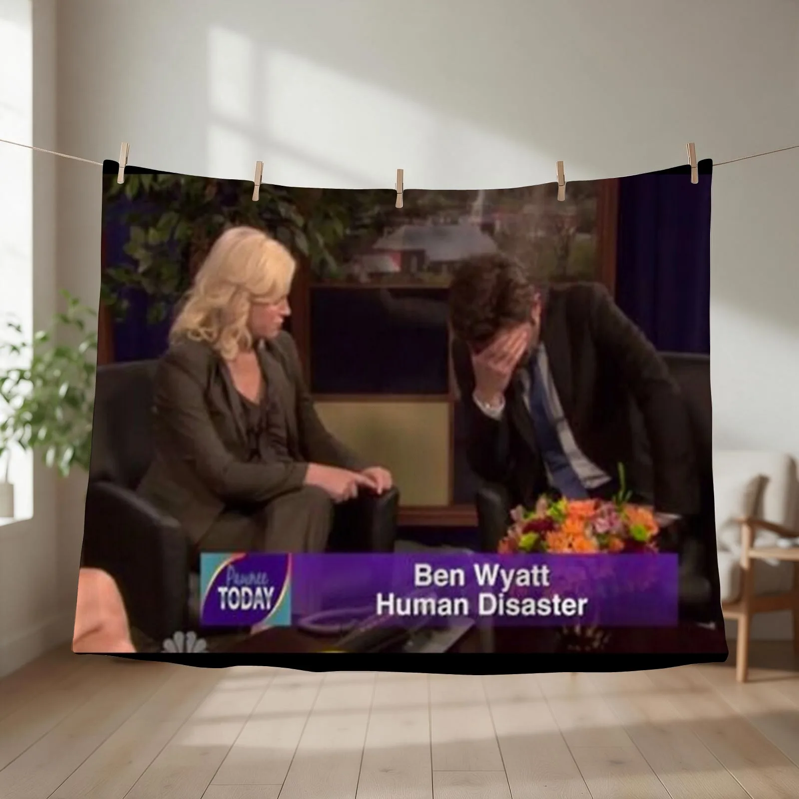 Ben Wyatt - Human Disaster Throw Blanket couch cozy soft plush fuzzy picnic outdoor blanket
