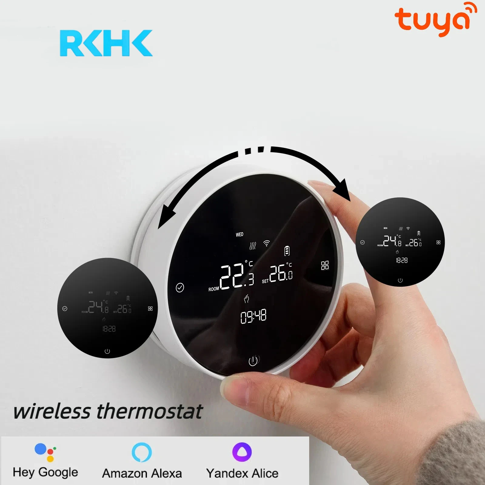 منظم حرارة ذكي RKHK Tuya WiFi، وحدة تحكم في درجة الحرارة لجهاز الاستقبال اللاسلكي RF، لغلاية المياه والغاز تدعم Alexa وGoogle Home