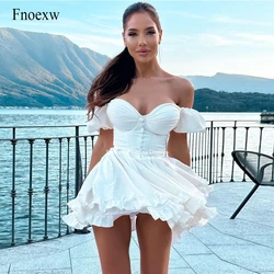 Fnoexw Sexy Boho Wedding Dress for Women Beach Seaside Wedding Party Gowns With Short Sleeves Belt Corset Back Robe De Mariée