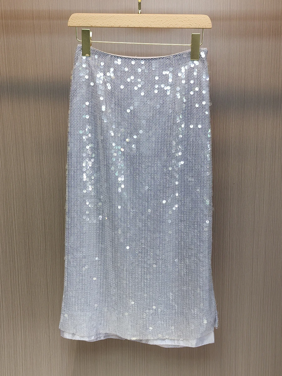 South Oil 2025 Sommer Neue Damen Vintage Pailletten Svel Weste Top plus f Rock Faion Set rund Ne ort Sve Lange...