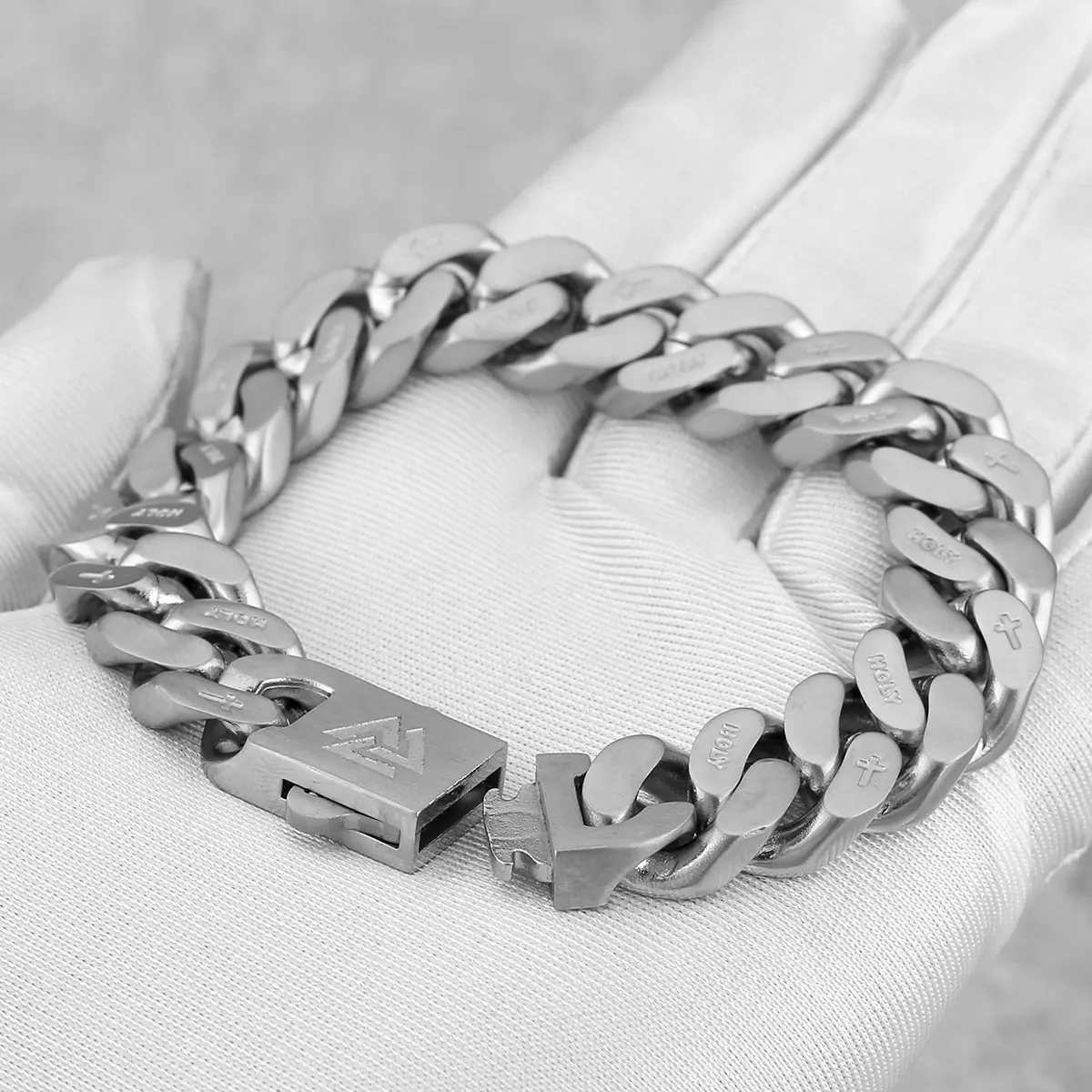 Original Design Men Cuban Chain Bracelet Creative Cross Valknut Simple Buckle Bangle Punk Hip-hop Teenager Jewelry Party Gift