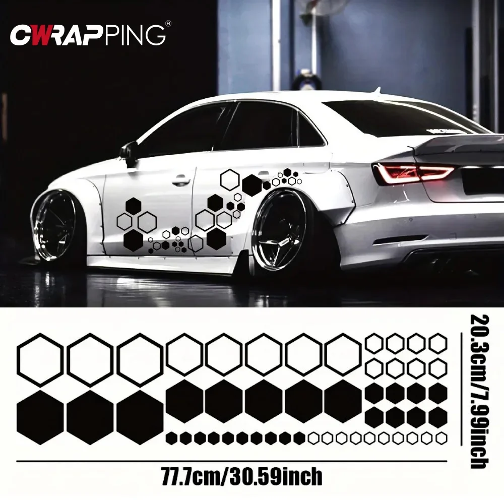 Car Door Stickers Vinyl Hexagon Honeycomb Decals Auto Body Tuning Stickers for Universal Auto Honeycomb Tuning Decal Accessories