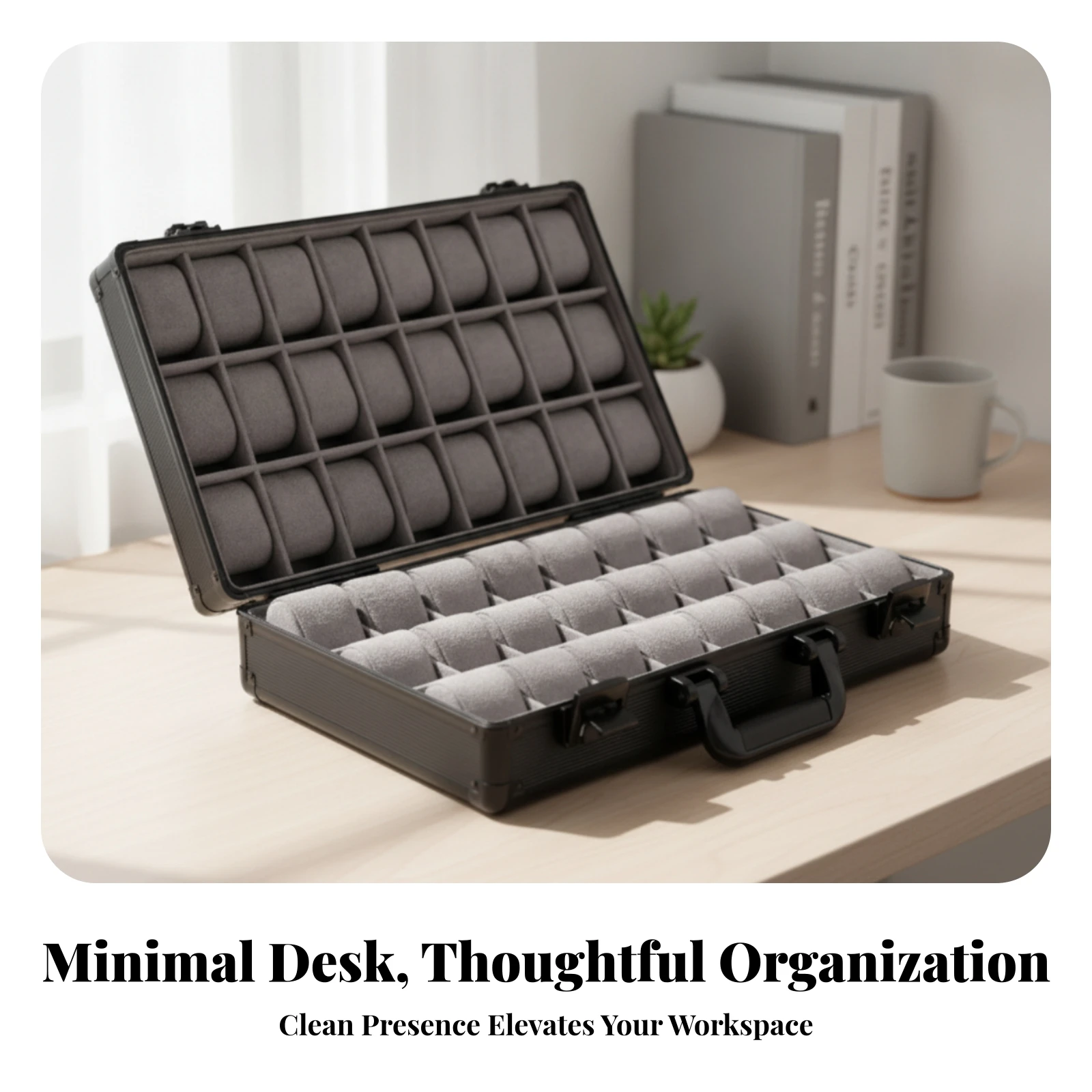 48-Slot Watch Organizer Hard-Shell Watch Storage Case with Clear Window Safeguarding Portable for Collectors