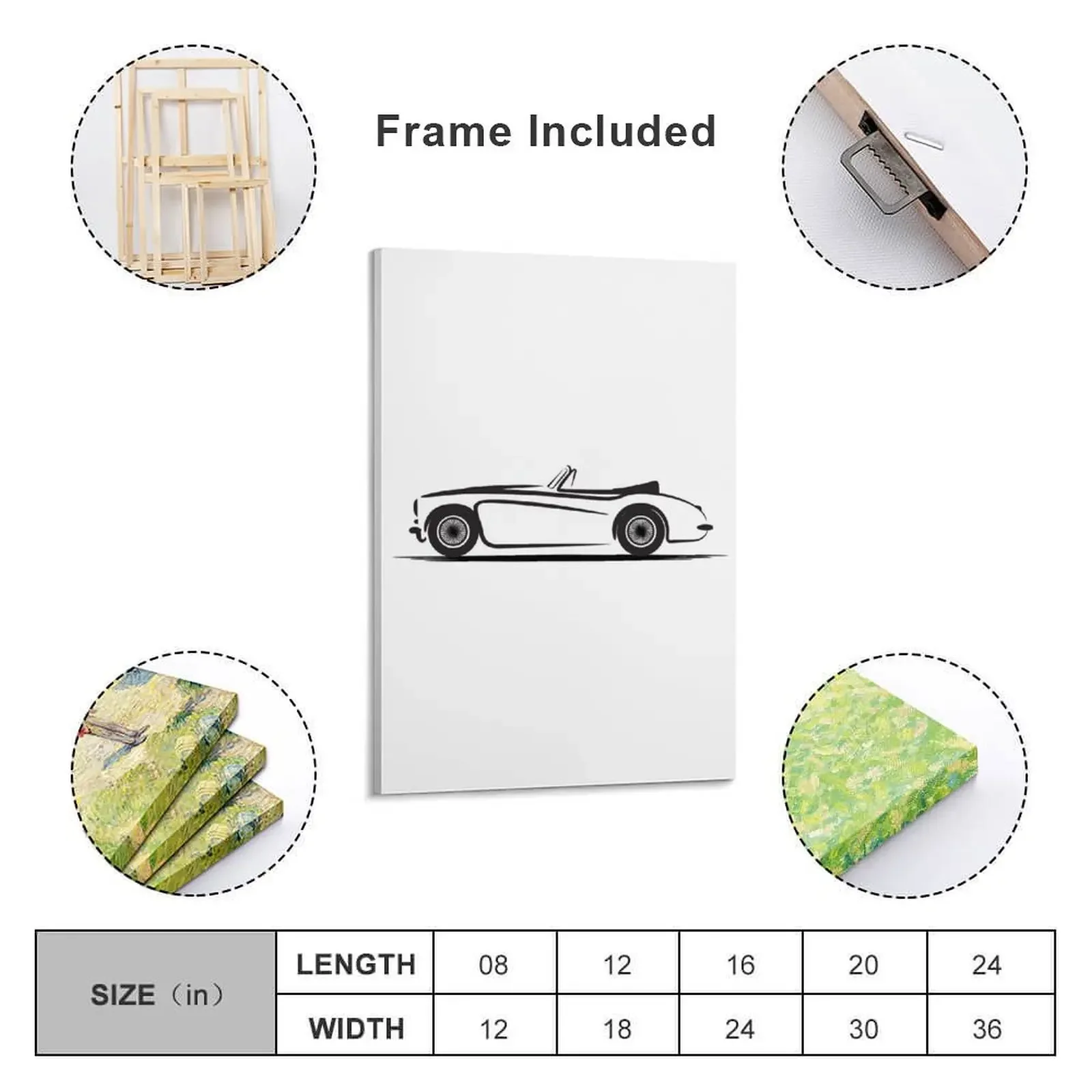 Austin Healey 3000 MK II Black Canvas Painting home decorations and organization canvas wall art