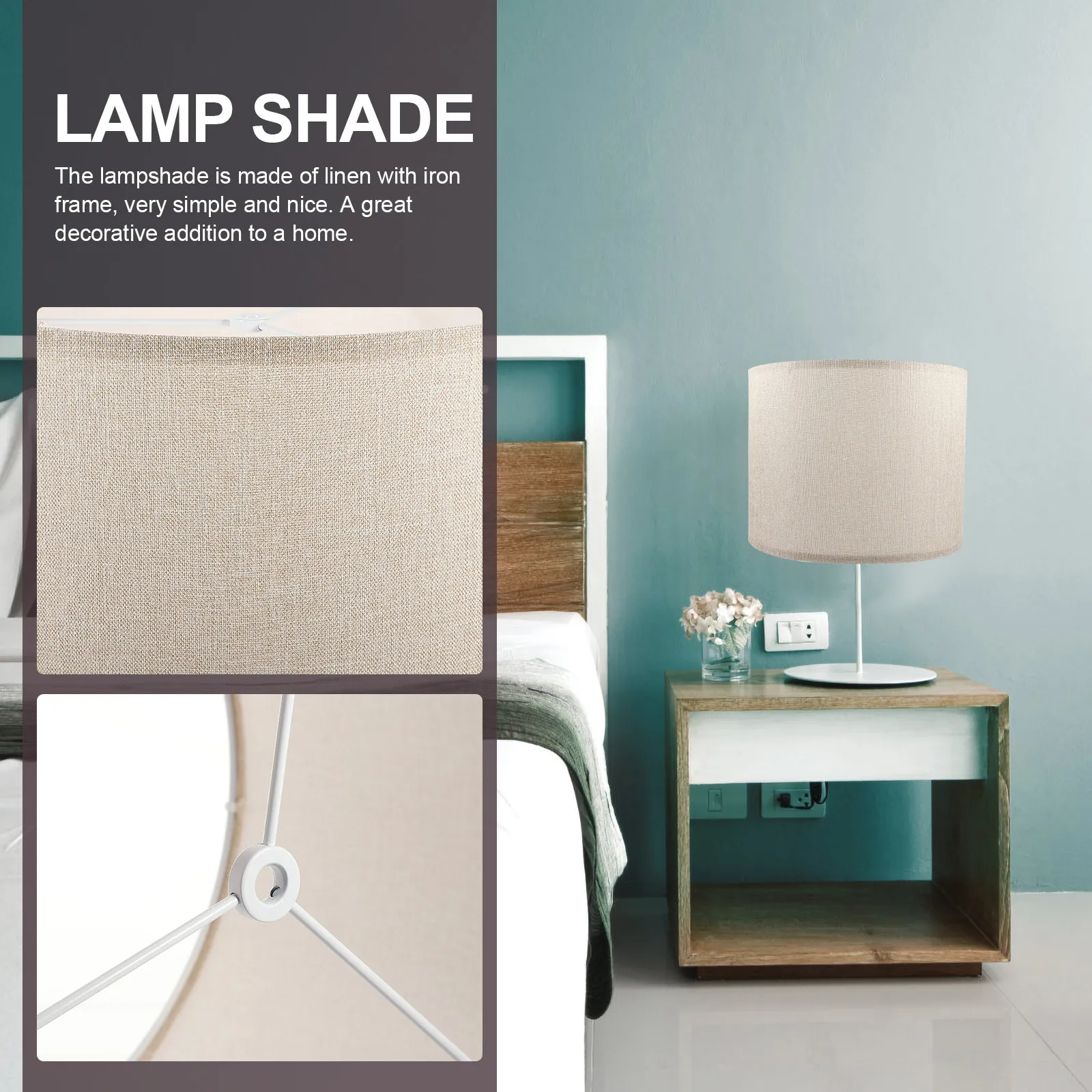 Simple Linen Lamp Shade for Table Floor Wall Lights Easy Fit Bedside Lamp Cover Modern Cloth Light Shade Replacement Home Office