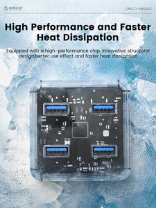 ORICO transparente USB C HUB 4 Puerto Expansión con interfaz de la fuente de alimentación USB 3.2 Protocolo Transmisión de alta velocidad OTG DAPTER 8 mejores ventas USB Hub 3.2 - №2