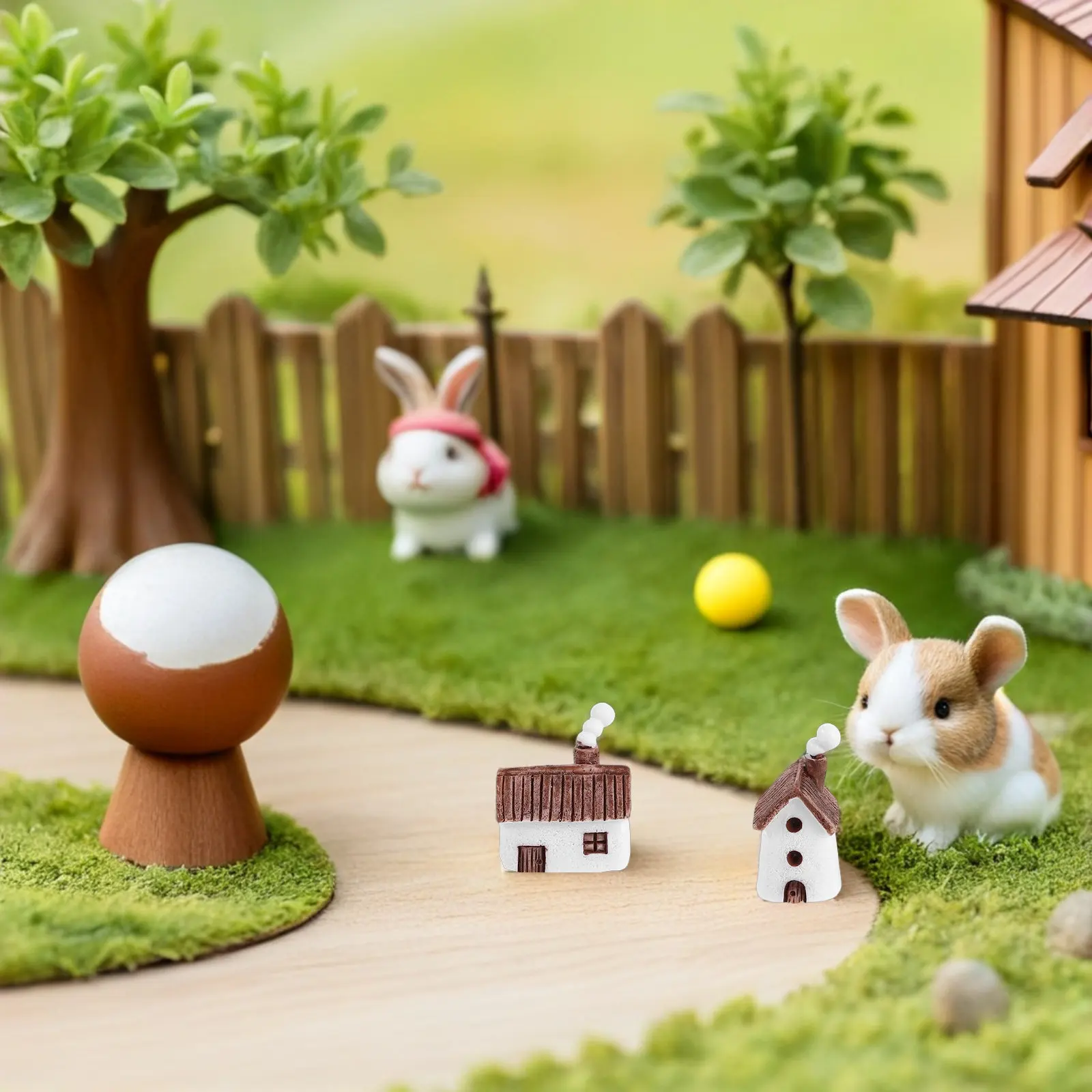

8Pcs Micro Landscape Miniature Stone House Resin Cottage Vintage Chimney Design Small Outdoor Fairy Garden Terrarium House