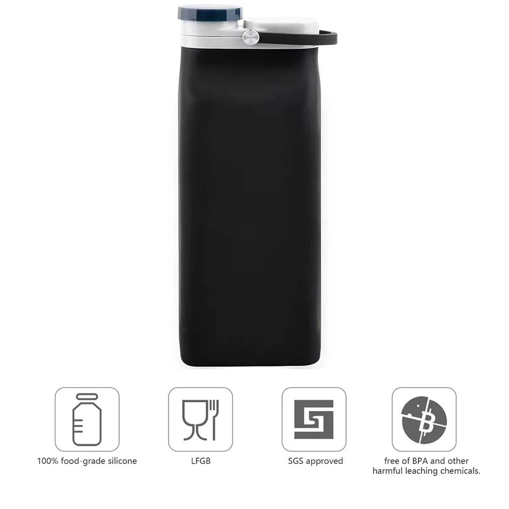 600ML Outdoor Sports Foldable Water Bottle Food grade Silicone Water Bottle Creative Portable Travel Sports Water Bottle